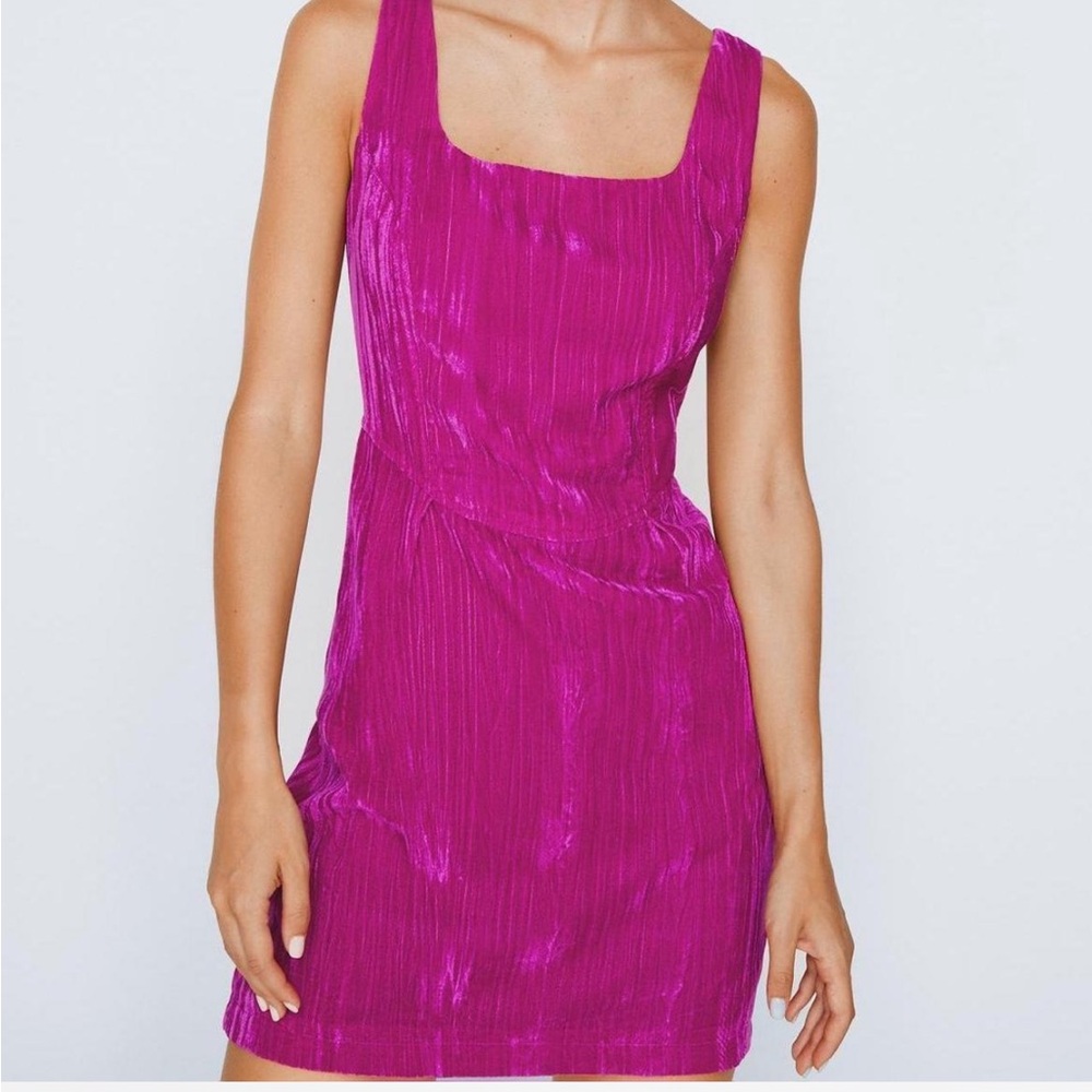 Pink velvet mini dress